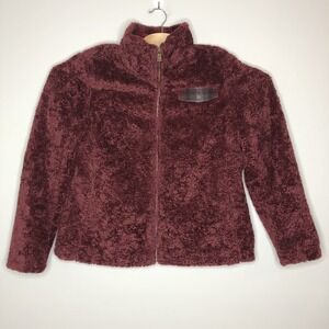 Pendleton Women's Large Crimson‎ Wool Detail Full Zip Mock Neck Sherpa Jacket